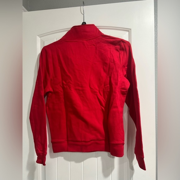 NEW‎ NIP VS PINK Victoria Secret red half zip up crop crew sweatshirt L large - Picture 2 of 6